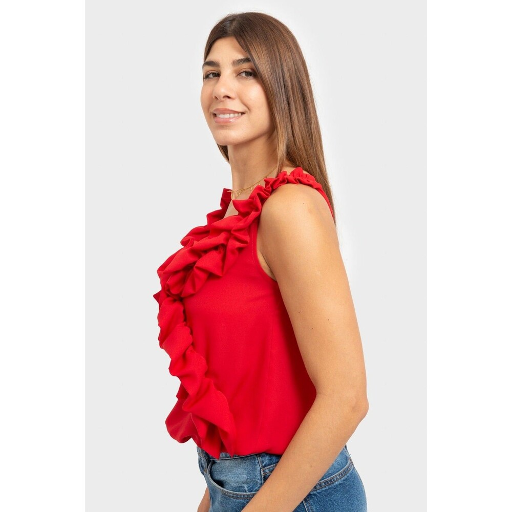 NWT MARC NEW YORK ANDREW MARC FIERY RED BLOUSE SMALL
